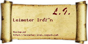 Leimeter Irén névjegykártya